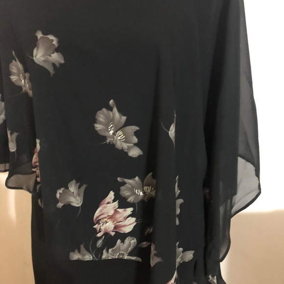 Hanna Nicole New with tag Black floral print Sleeveless Shawl Dress Size S. - Picture 3 of 12